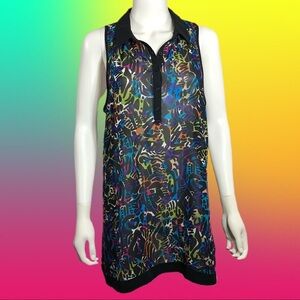 Nicole Miller Bright Patterned Sleeveless Tunic Top